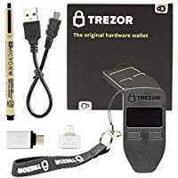 Trezor (Black) Bitcoin Hardware Wallet Bundle With VUVIV Micro-USB Adapter, VUVIV USB-C Adapter for MacBook and Sakura Pigma Archival Ink Pen (4 items)